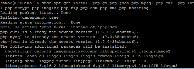 installing php libraries for installing next cloud