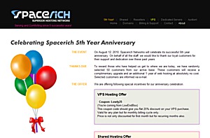 Spacerich - $2.99 256MB OpenVZ VPS (5 Year Anniversary Promotion)