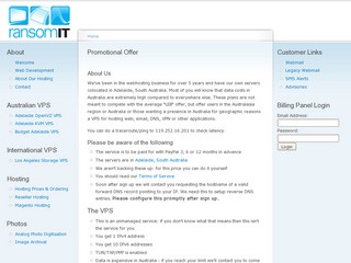 RansomIT - $21/Quarter 1GB SSD KVM in Adelaide, Australia