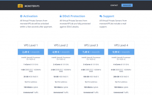 monsterVPS - €1.99/month 1GB and €3.99/month 2GB OVZ in Gravelines, France monsterVPS - €1.99/month 1GB and €3.99/month 2GB OVZ in Gravelines, France