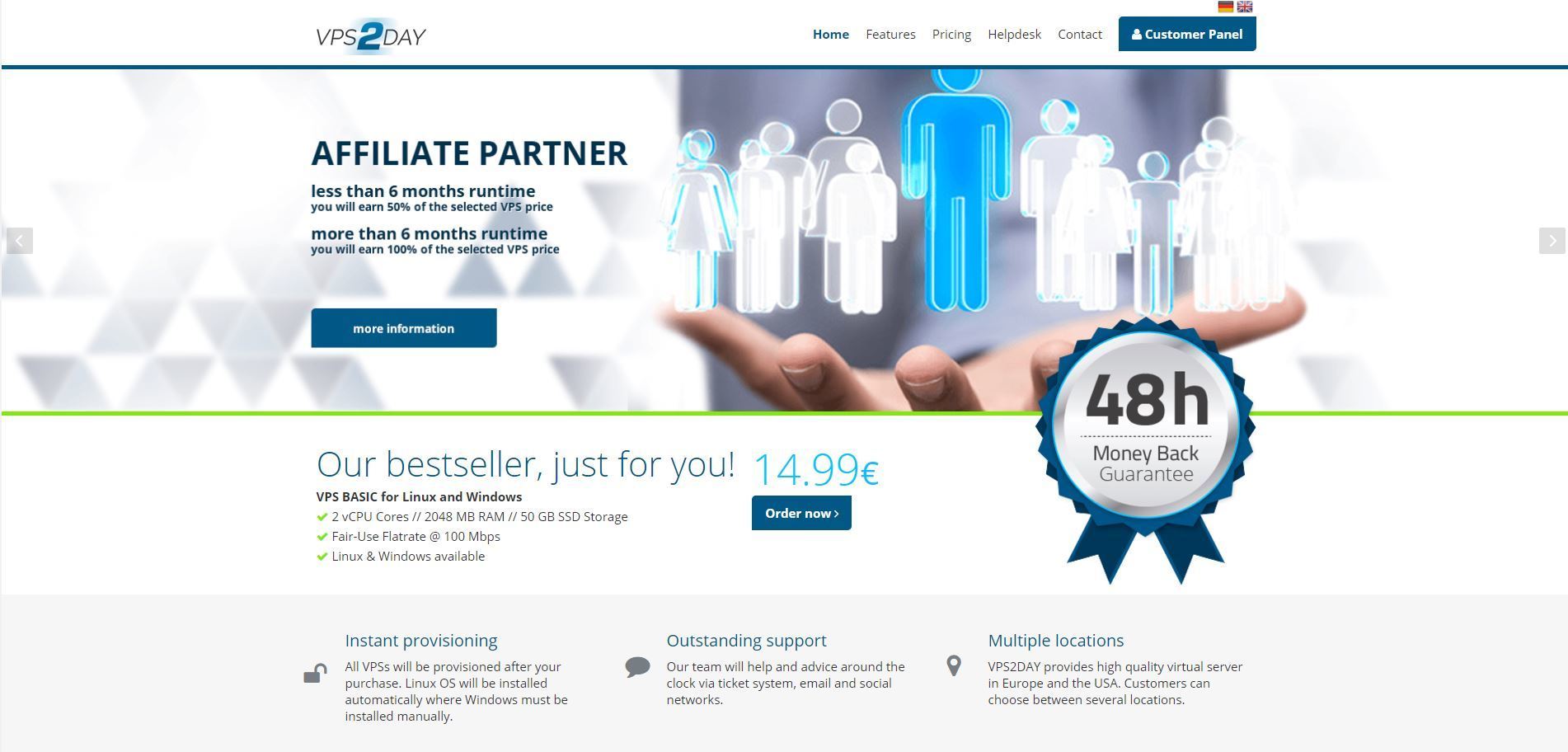 VPS2day – 1GB VPS 30% off for life!