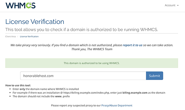 WHMCS License Verification