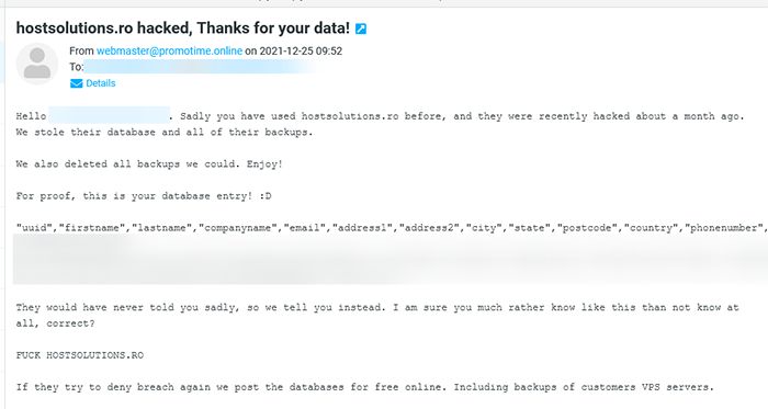 HostSolutions.ro Hacker Email