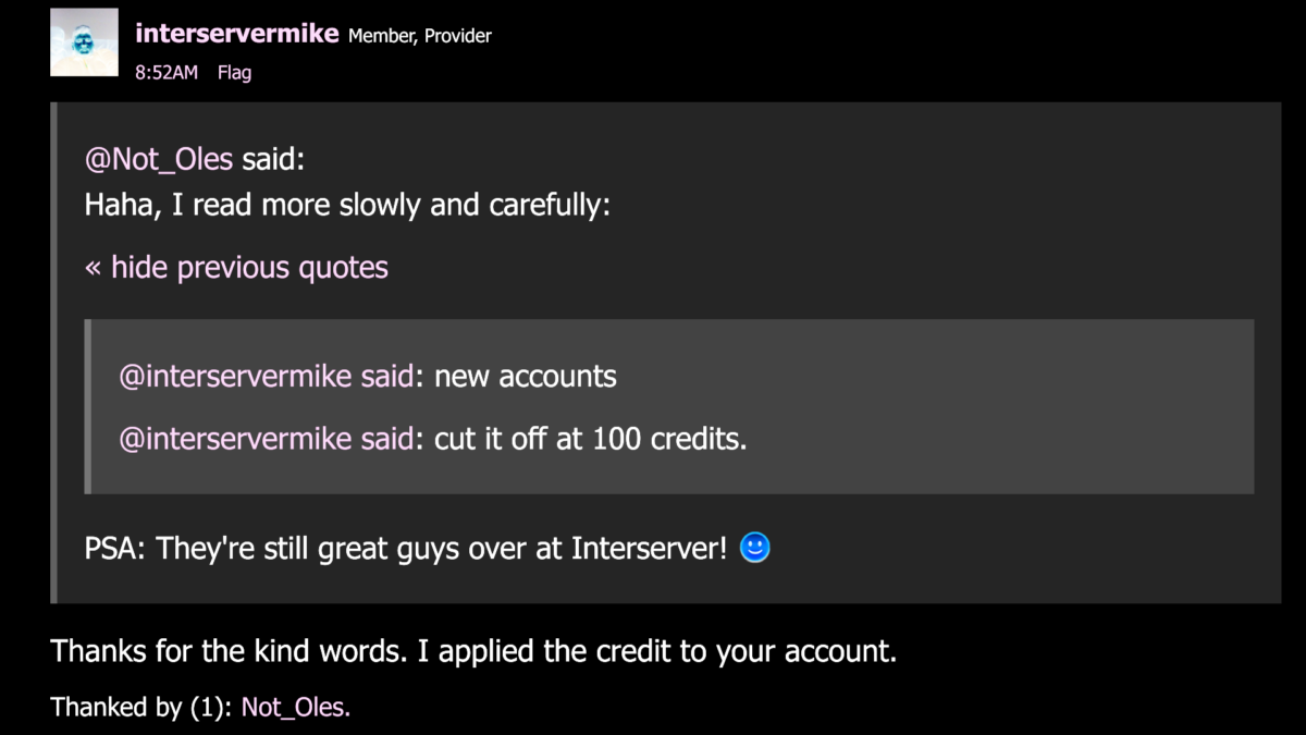 screenshot of Mike's post