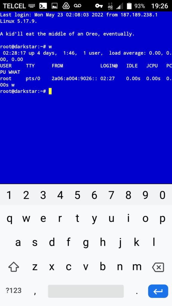 Logged in to Darkstar via IPv6