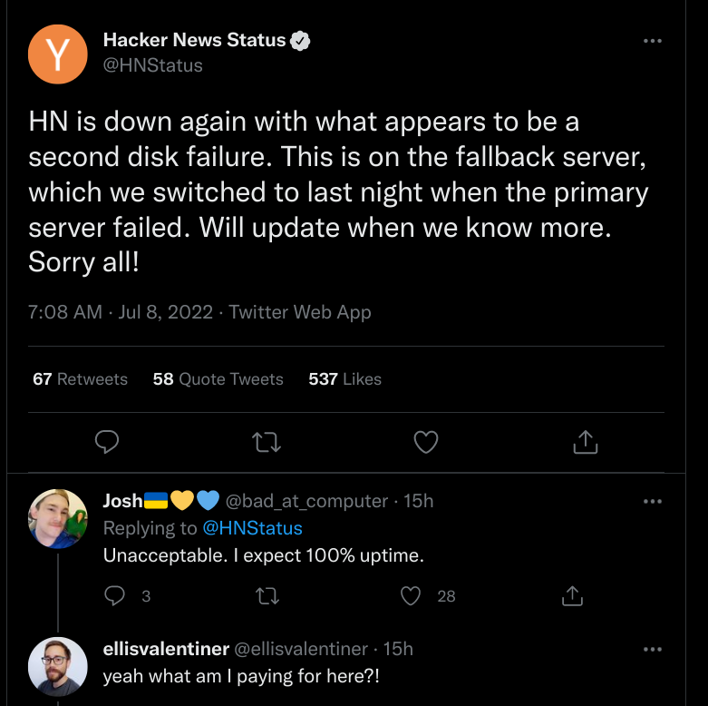 A second failure occurred on the fallback server