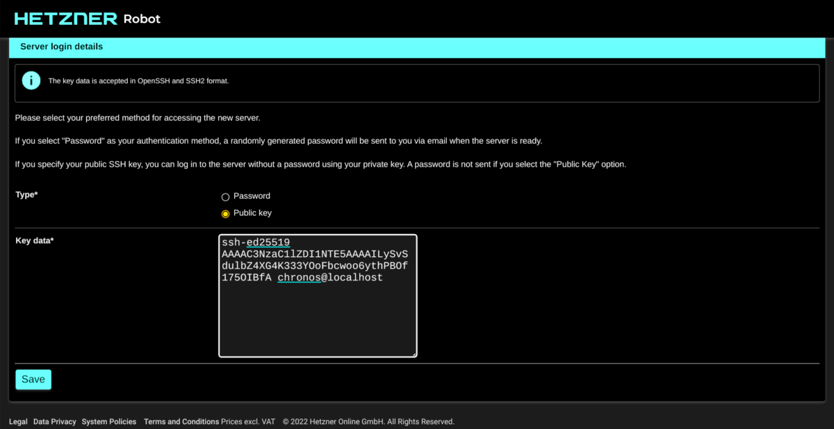 Screenshot of ssh key