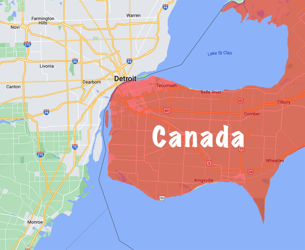 Detroit Canada Map