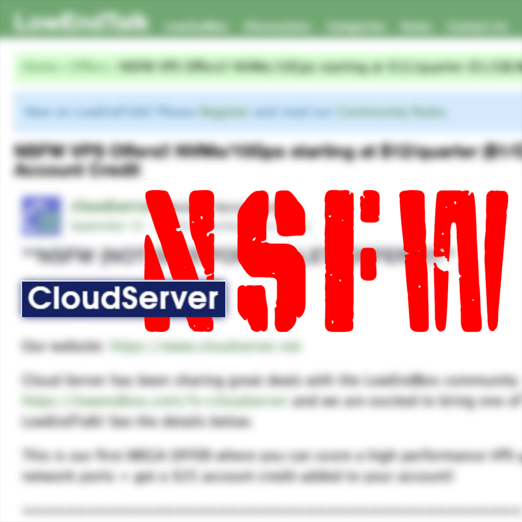 NSFW: The CloudServer Offer