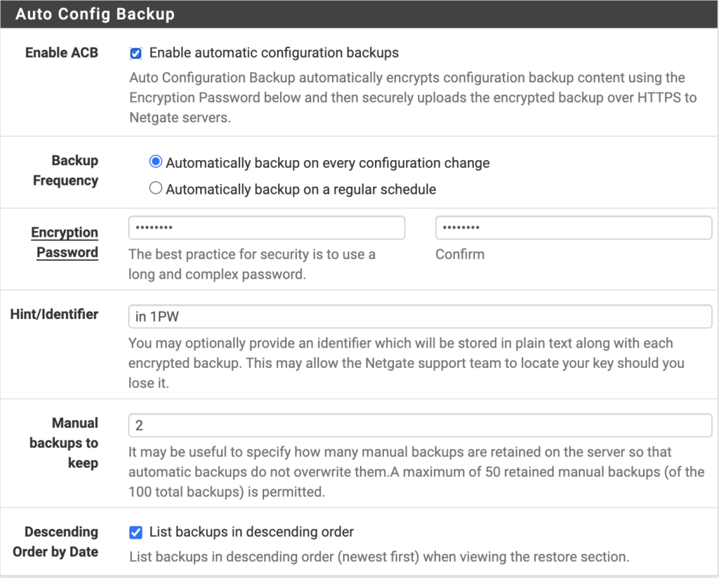 pfSense Auto Config Backup