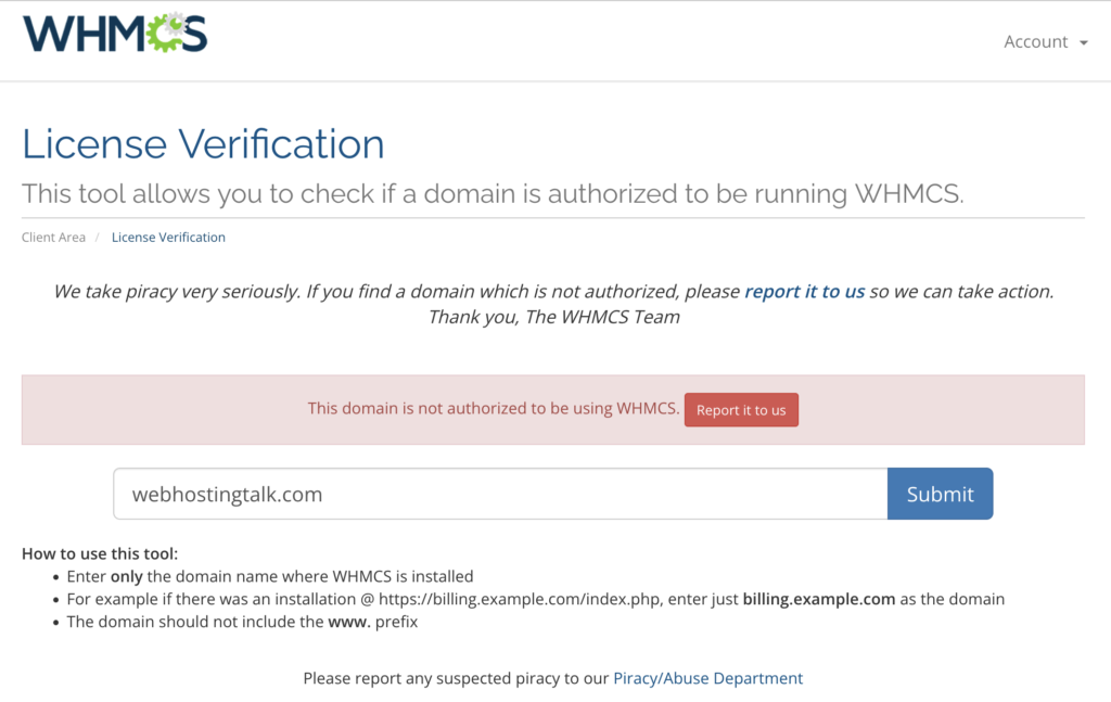 WHMCS Unauthorized