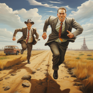 Businessmen Running to Texas