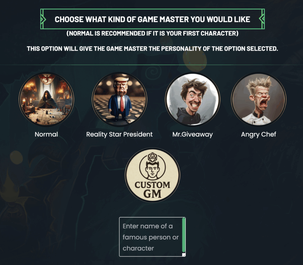 AI Realm GM Choices
