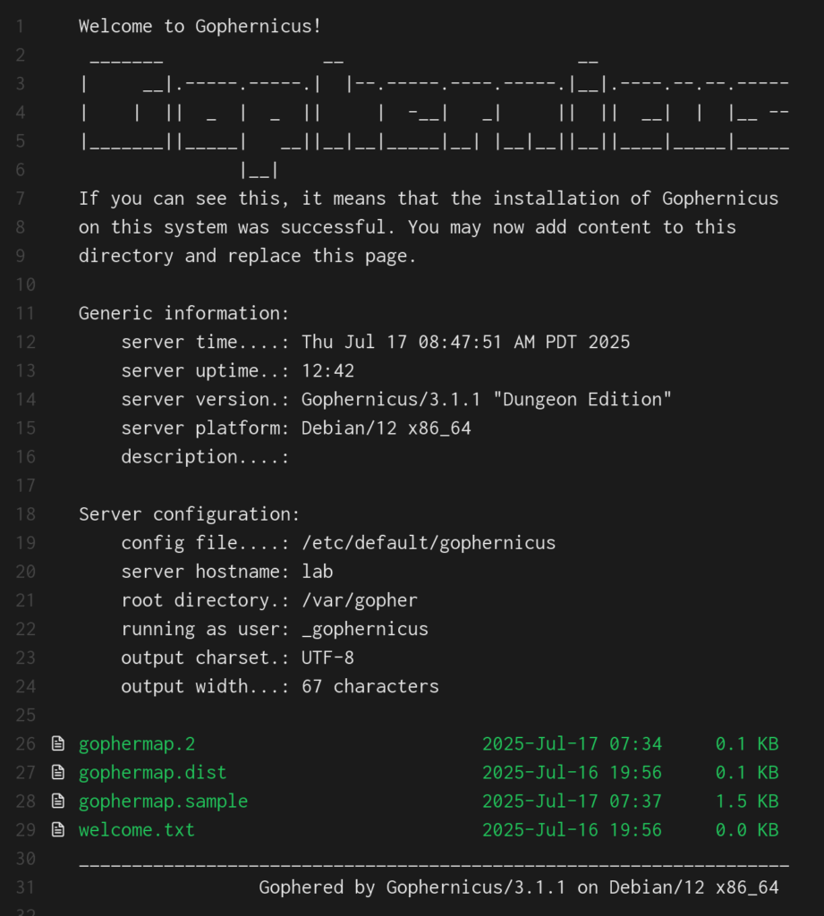 Gophernicus Example