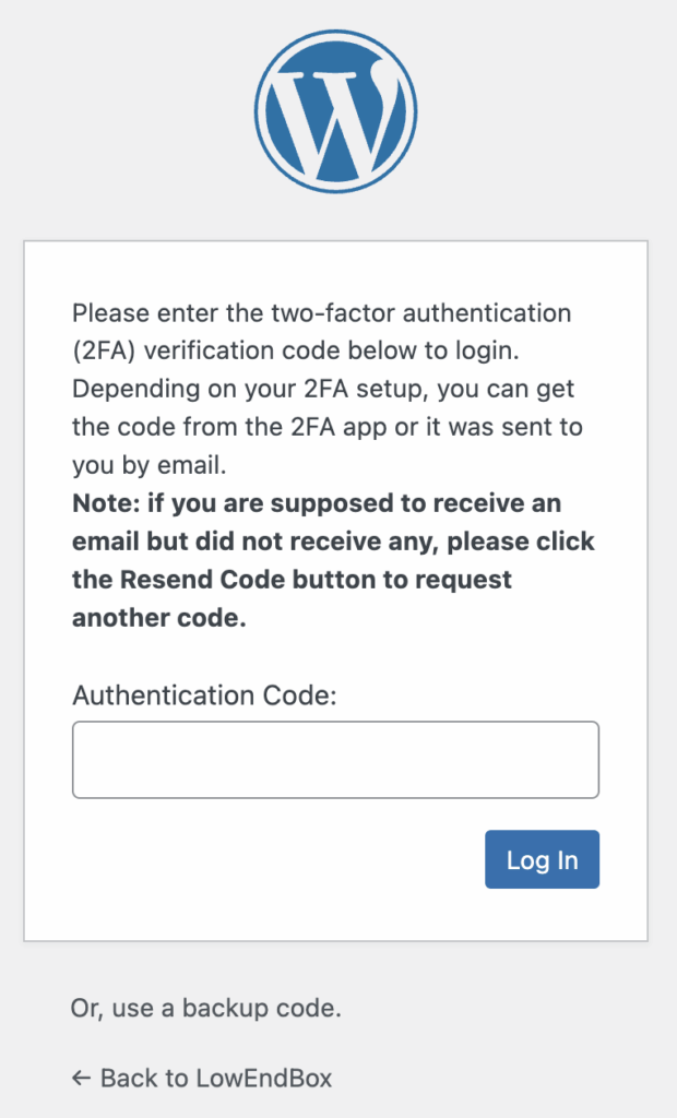WordPress 2FA Challenge