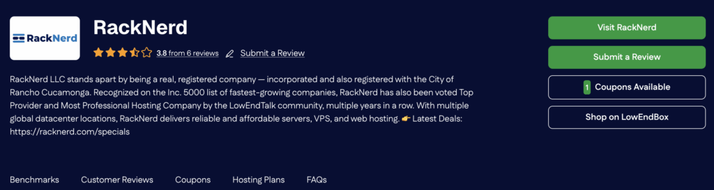 RackNerd on ServerVerify
