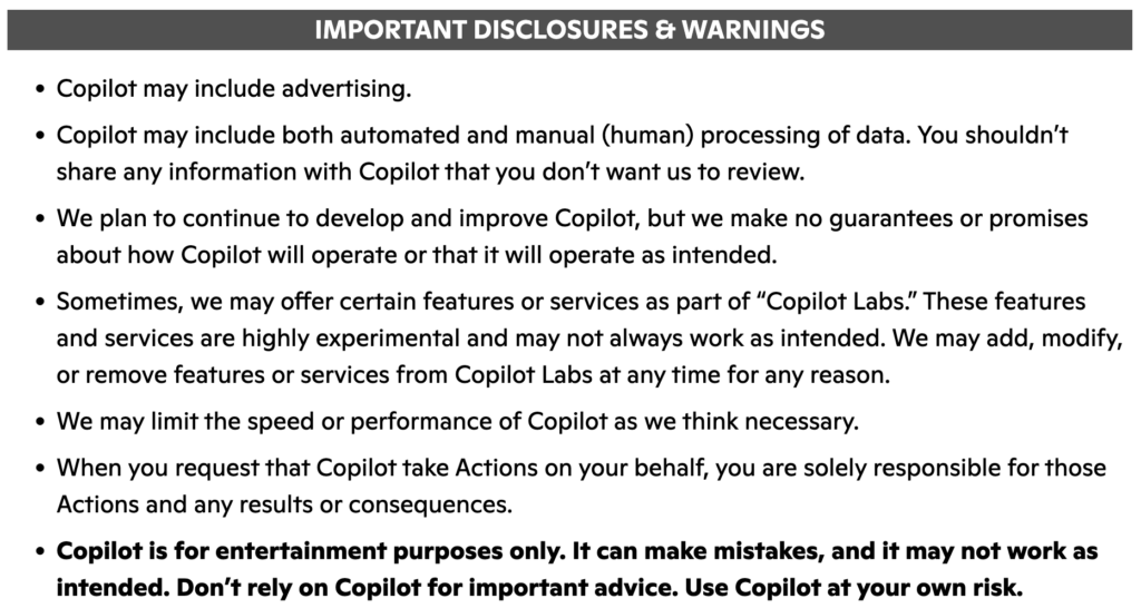Copilot Terms of Service