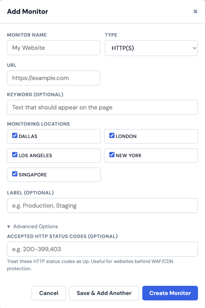 AtlasPing Add Monitor