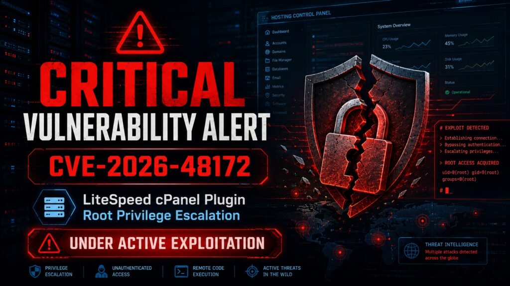 Critical Vulnerability Alert: CVE-2026-48172 - LiteSpeed cPanel Plugin Root Privilege Escalation Under Active Exploitation