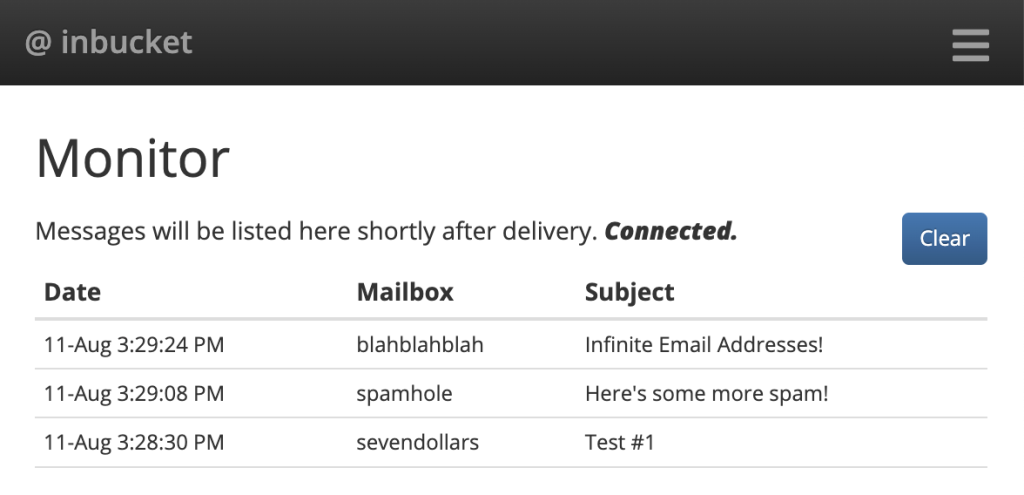 Inbucket Monitor